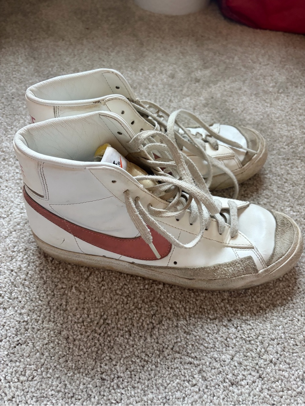 Nike High-Top Sneakers White with Pink Swoosh